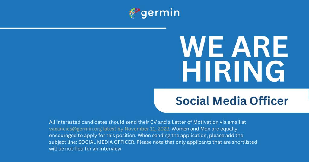 galón puerta Aplastar We are hiring: Social Media Officer - Germin